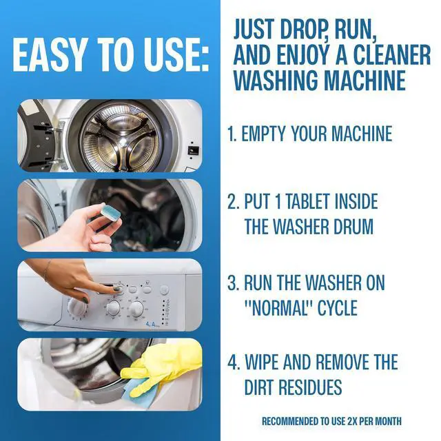 Alt view image 5 of 7 - Washing Machine Cleaner Tablets (24-Pack) Deep Clean Odor & Residue Remover for Front & Top Load Washers, HE & Septic Safe Washing Machine Tub Cleaner for Long-Lasting Freshness