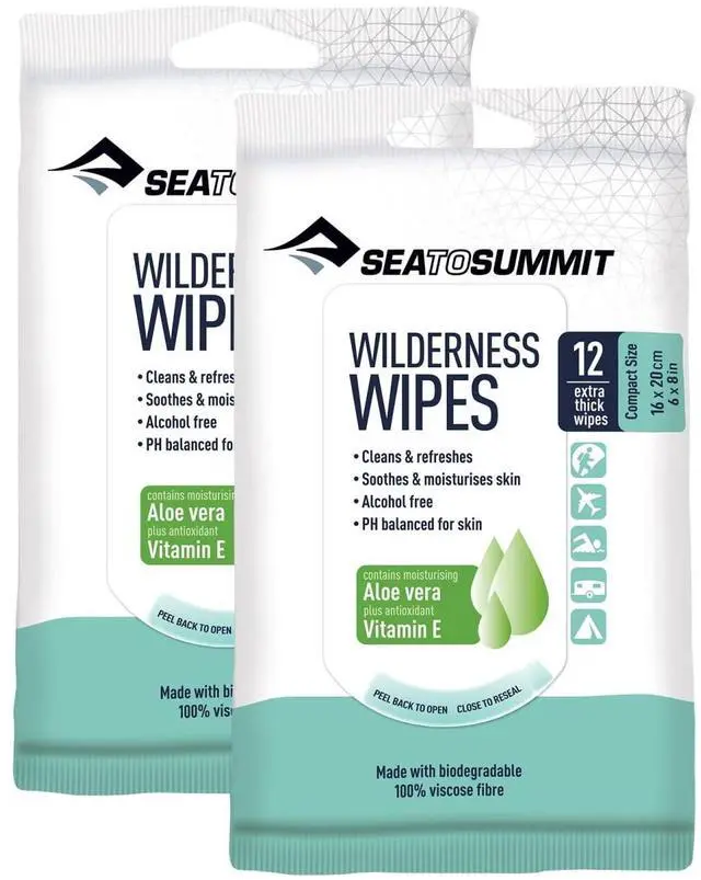 Main image of Wilderness Wipes Rinse-Free Body Wipes, 2-Pack (12 Wipes per Pack)