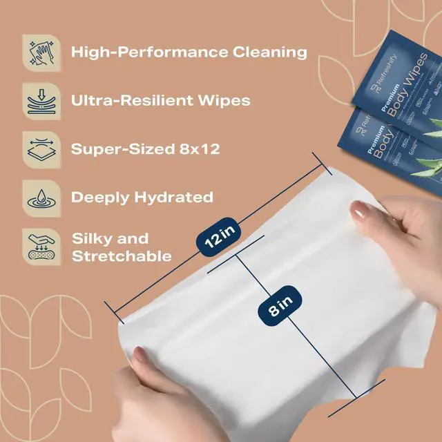 Alt view image 5 of 7 - Body Wipes for Adults Bathing No Rinse, XL Shower Wipes and Disposable Washcloths, Wipes for Adults, Adult Wipes for Elderly Care and Recovery, Travel Wipes Included, 8"x 12", 400 Count