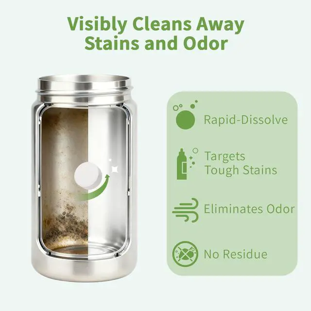 Alt view image 2 of 7 - Water Bottle Cleaning Tablets, Water Bottle Cleaner For Stainless Steel, Tumbler, Travel Mugs, Bottle Cleaner Tablets 24 Count