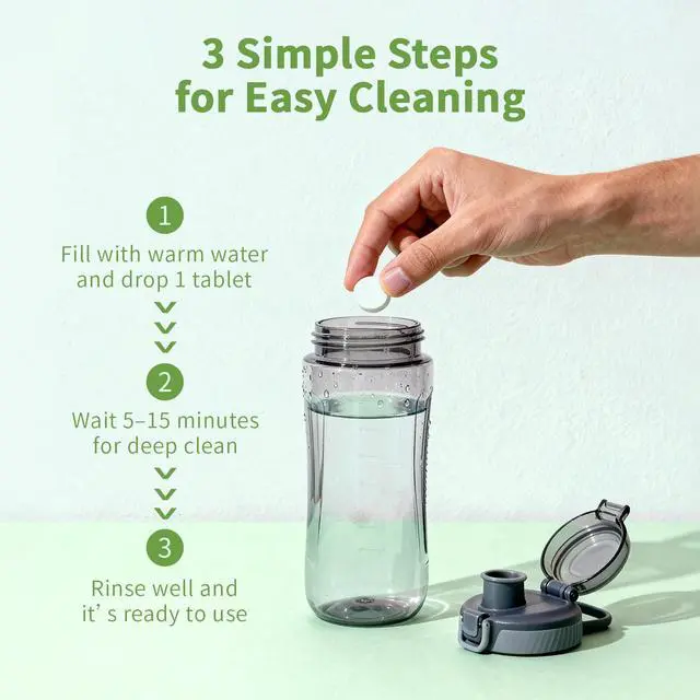 Alt view image 3 of 7 - Water Bottle Cleaning Tablets, Water Bottle Cleaner For Stainless Steel, Tumbler, Travel Mugs, Bottle Cleaner Tablets 24 Count
