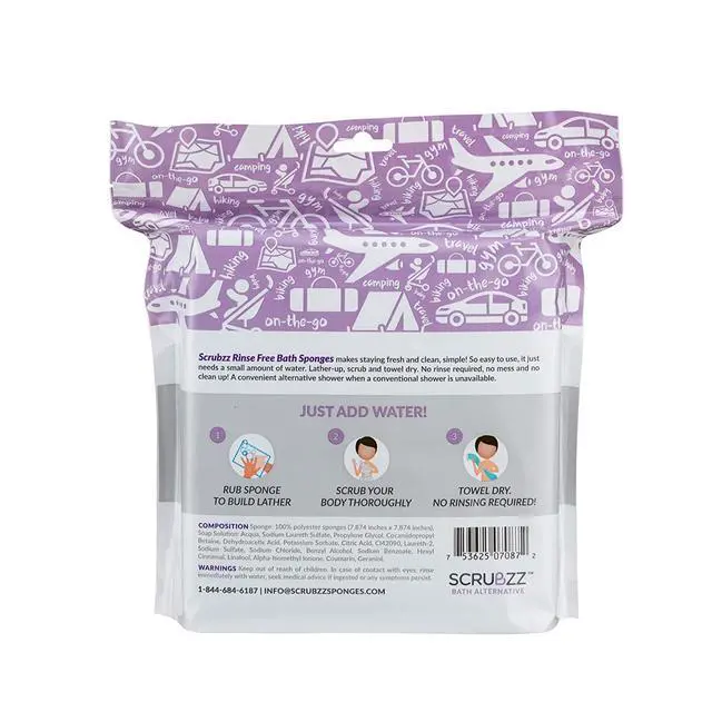 Alt view image 7 of 7 - Disposable No Rinse Bathing Wipes - 25 Pack - All-in-1 Single Use Shower Wipes, Simply Dampen, Lather, and Dry Without Shampoo or Rinsing (Lavender, 1-Pack)