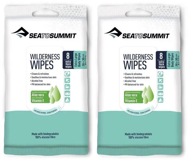 Main image of XL Wilderness Wipes Rinse-Free Body Wipes, 2-Pack (8 Wipes per Pack)