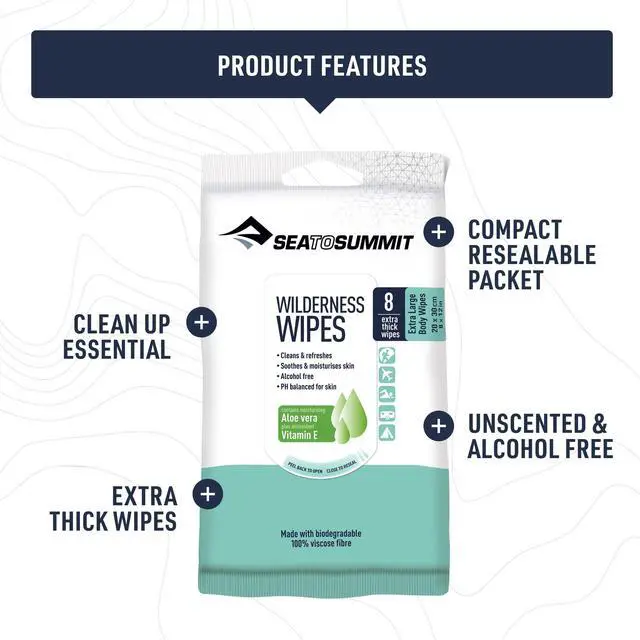 Alt view image 5 of 7 - XL Wilderness Wipes Rinse-Free Body Wipes, 2-Pack (8 Wipes per Pack)