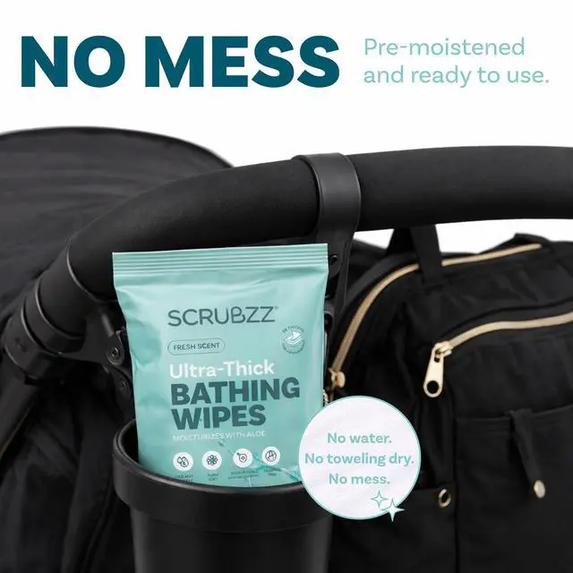 Alt view image 5 of 7 - Extra Large Body Wipes for Adults Bathing No Rinse - 80 Ultra Thick Disposable Shower Wipes for Men, Women & Elderly - Great for Gym, Camping, Post Surgery