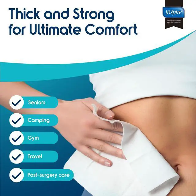 Alt view image 2 of 7 - Body Wipes for adults bathing rinse free | Adult Wash Cloths Extra Large, Bathing Wipes for Incontinence, 8"x 8" In (48 count)