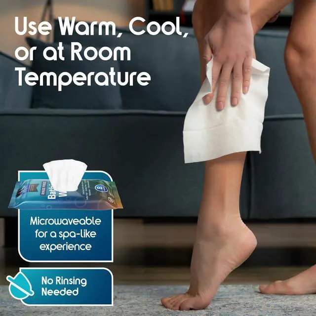 Alt view image 6 of 7 - Body Wipes for adults bathing rinse free | Adult Wash Cloths Extra Large, Bathing Wipes for Incontinence, 8"x 8" In (48 count)