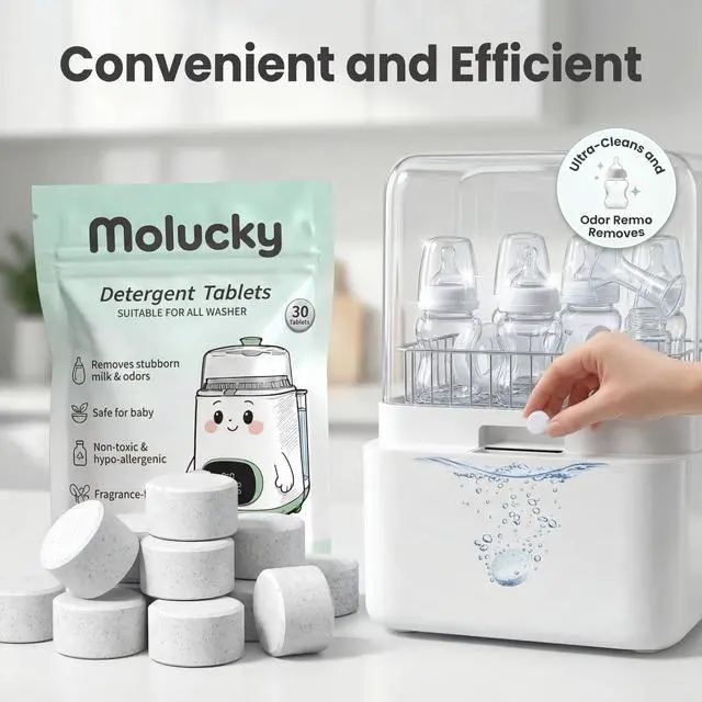 Alt view image 5 of 7 - Baby Bottle Washer Detergent Tablets - 120 Count, Natural Enzyme Cleaner for Milk Fat & Odors, Hard Water Non-Residue Formula, Compatible with Momcozy KleanPal Pro, Baby Brezza, and Grownsy Washers