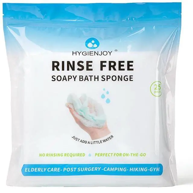 Main image of No Rinse Bathing Wipes for Adults-Rinse Free Bath Sponges,Soap Infused,Dry Shower Wipes for Elderly,For Camping,Hiking,GYM,Post Surgery Must Haves, (25 Counts)