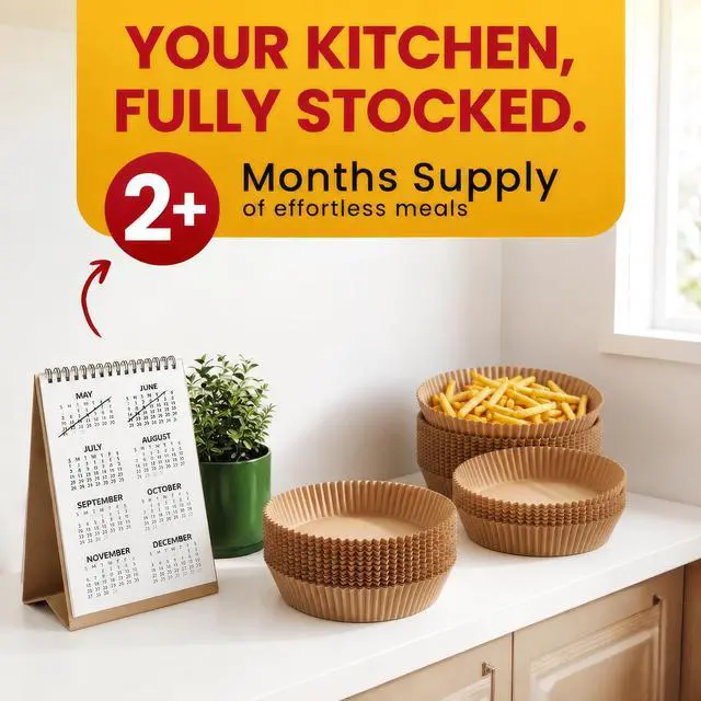 Alt view image 2 of 7 - Air Fryer Liners for Ninja, 125 Pcs Round Disposable Airfryer Paper Liners Non-Stick and Oil Proof for Easy Cleanup, Great for Oven, Pans & Baking 8 Inch for 5-8 qt Basket