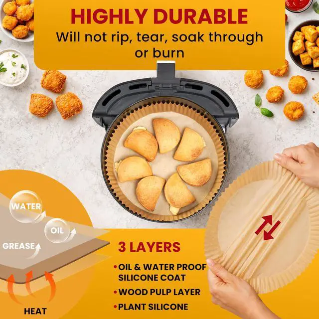 Alt view image 4 of 7 - Air Fryer Liners for Ninja, 125 Pcs Round Disposable Airfryer Paper Liners Non-Stick and Oil Proof for Easy Cleanup, Great for Oven, Pans & Baking 8 Inch for 5-8 qt Basket