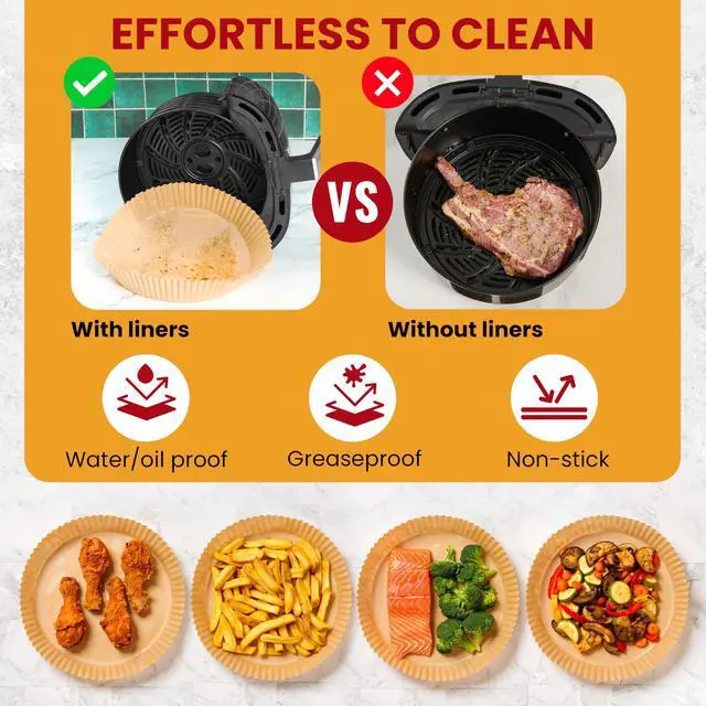 Alt view image 5 of 7 - Air Fryer Liners for Ninja, 125 Pcs Round Disposable Airfryer Paper Liners Non-Stick and Oil Proof for Easy Cleanup, Great for Oven, Pans & Baking 8 Inch for 5-8 qt Basket