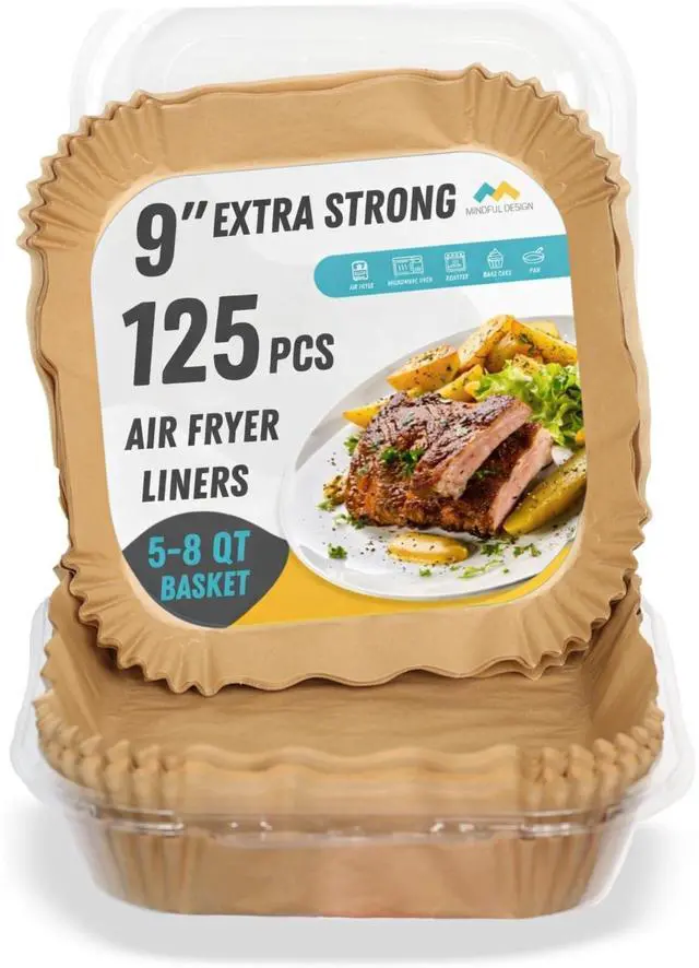 Main image of Air Fryer Liners Disposable 125 pk 8" Unbleached Non-Stick Parchment Paper, Fits 5-8 QT Basket, Air Fryer Liners | Airfryer Liners
