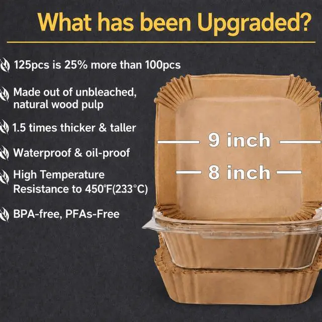 Alt view image 3 of 6 - Air Fryer Liners Disposable 125 pk 8" Unbleached Non-Stick Parchment Paper, Fits 5-8 QT Basket, Air Fryer Liners | Airfryer Liners