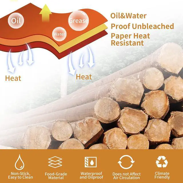 Alt view image 6 of 6 - Air Fryer Disposable Paper Liner, 100PCS Food Grade Parchment Liners for Ninja DZ201, Air Fryer Accessories Baking Paper (9 * 6,Thicken Natural)