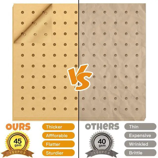 Alt view image 5 of 7 - Air Fryer Disposable Parchment Paper Liners: 150pcs Airfryer Liners 9x11 Inch Perforated Rectangular Paper Sheets Basket Liner Accessories For Toaster Oven Xl Air Fryer