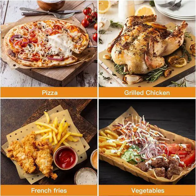 Alt view image 6 of 7 - Air Fryer Disposable Parchment Paper Liners: 150pcs Airfryer Liners 9x11 Inch Perforated Rectangular Paper Sheets Basket Liner Accessories For Toaster Oven Xl Air Fryer