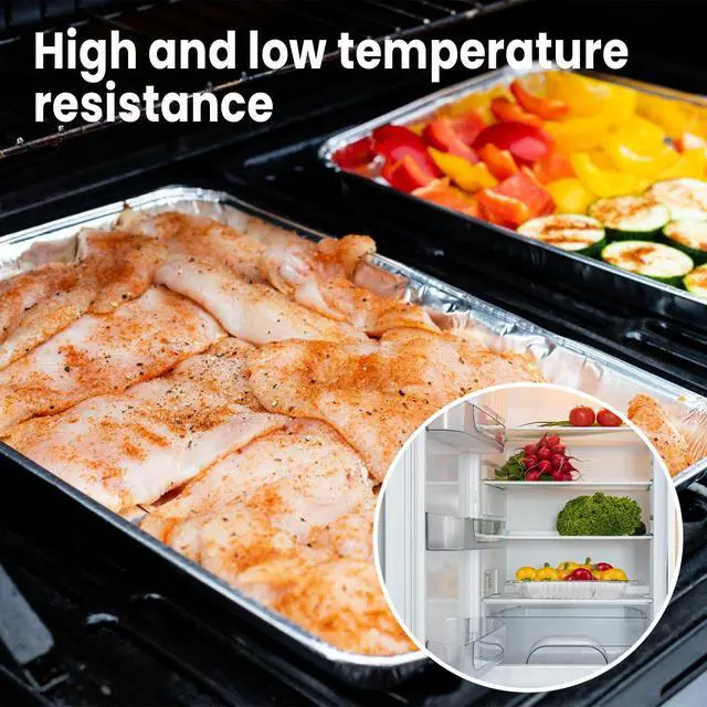 Alt view image 7 of 7 - 9x13 Disposable Aluminum Foil Pans with Clear Lids (10 Pack), Durable Half Size Deep Extra Heavy Duty Food Containers for Baking, Cooking, Roasting, Heating or Steam Table