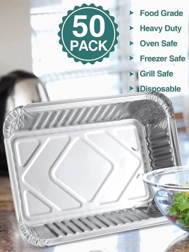 Alt view image 3 of 7 - 50 Pack 8x6 Disposable Aluminum Pans with Lids Aluminum-Foil-Pans-Tin-Foil-Baking-Pans-Tin-Trays-Food-To-Go-Containers-for-Meal-Prep-Cooking-Roasting-Heating-Takeout
