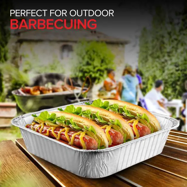 Alt view image 5 of 7 - 8x8 Foil Pans (20 Pack) 8 Inch Square Aluminum Pans - Foil Pans - Disposable Food Containers Great for Baking Cake, Cooking, Heating, Storing, Prepping Food