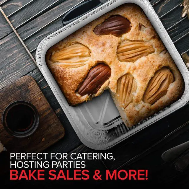 Alt view image 6 of 7 - 8x8 Foil Pans (20 Pack) 8 Inch Square Aluminum Pans - Foil Pans - Disposable Food Containers Great for Baking Cake, Cooking, Heating, Storing, Prepping Food