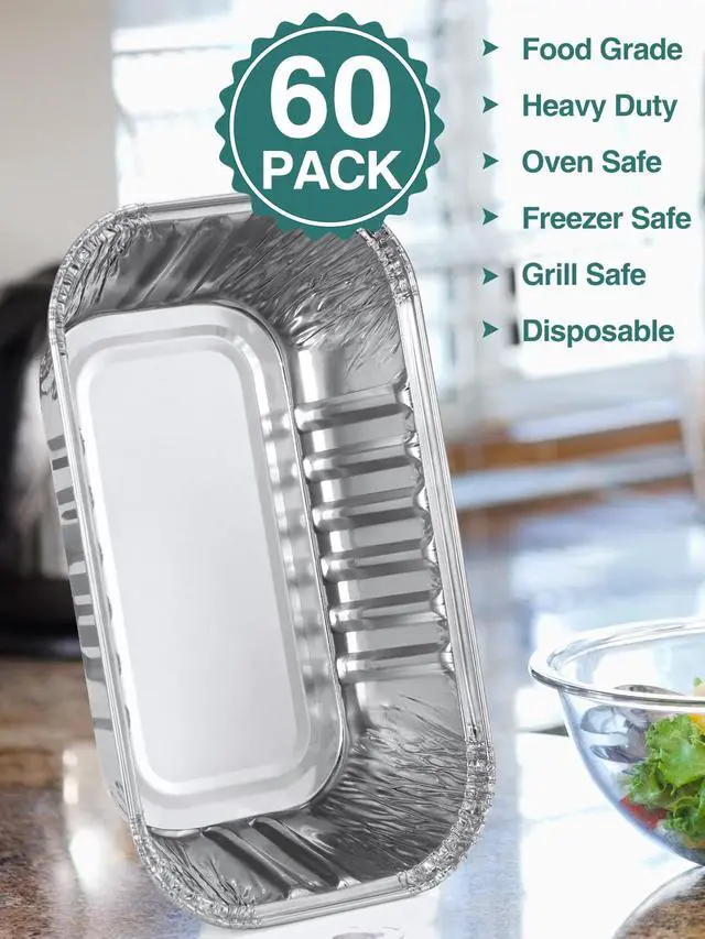 Alt view image 3 of 7 - 60 Pack 6x3.5x2 Disposable Aluminum Loaf Pans with Lids Small-Aluminum-Foil-Pans-Tin-Foil-Baking-Pans-Tin-Trays-Food-Containers-for-Baking-Cakes-Bread-Meat-Loaves
