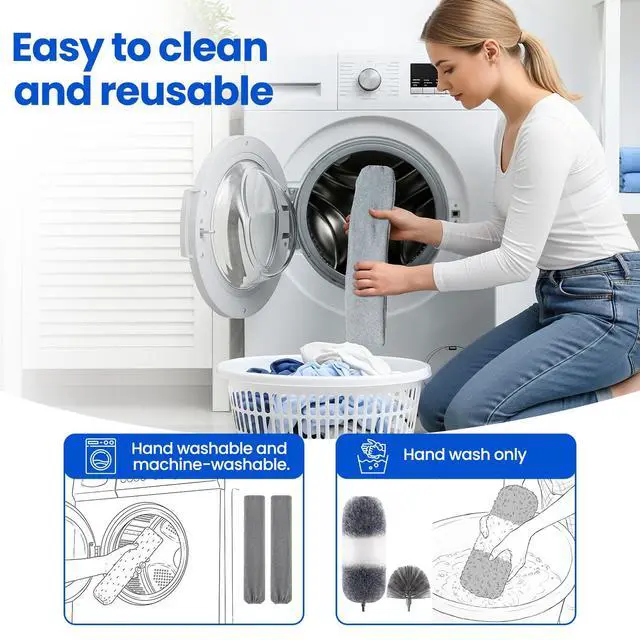 Alt view image 6 of 7 - Extra-Long Dusters Kits with Extension Pole, Cobweb Duster, Microfiber Dusting Clothes for Gap, 5 in 1 Cleaning Tools with Extendable Long Handle, Blinds, High Ceilings and Fans, Cars and Furniture