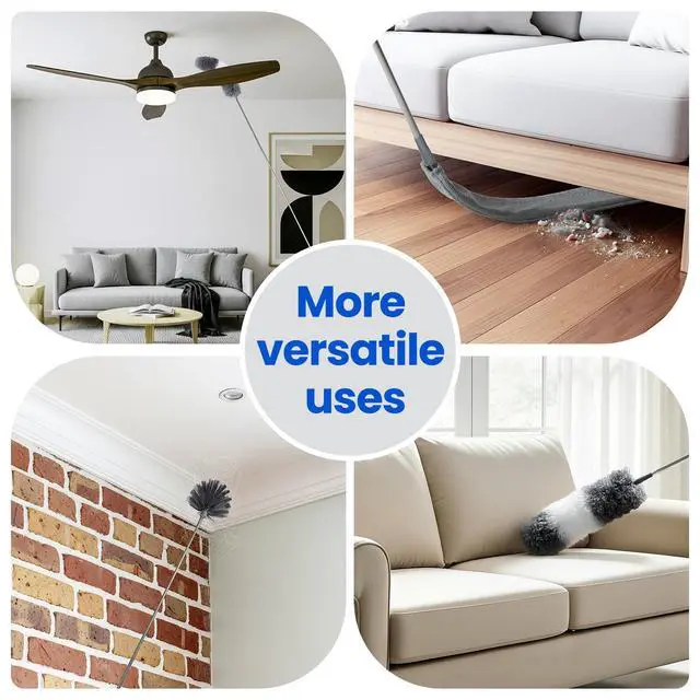 Alt view image 7 of 7 - Extra-Long Dusters Kits with Extension Pole, Cobweb Duster, Microfiber Dusting Clothes for Gap, 5 in 1 Cleaning Tools with Extendable Long Handle, Blinds, High Ceilings and Fans, Cars and Furniture