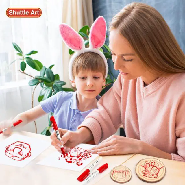 Alt view image 5 of 7 - Permanent Markers, 30 Pack Red Permanent Marker set,Fine Point, Works on Plastic,Wood,Stone,Metal and Glass for Doodling, Marking