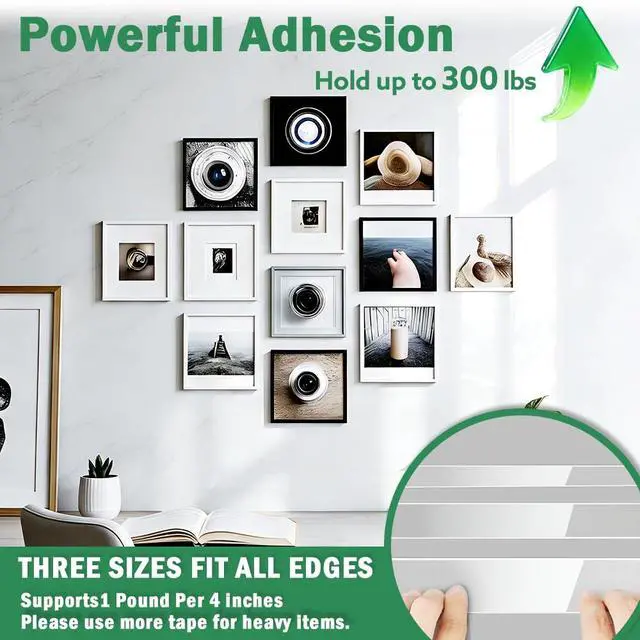 Alt view image 3 of 7 - 3 Rolls Double Sided Tape Heavy Duty - Total 30FT, Extra Strong Nano Tape Adhesive Strips Tape, Clear Mounting Tape Removable Two Sided Adhesive Tape for Walls, Posters, Rug, Picture Hanging