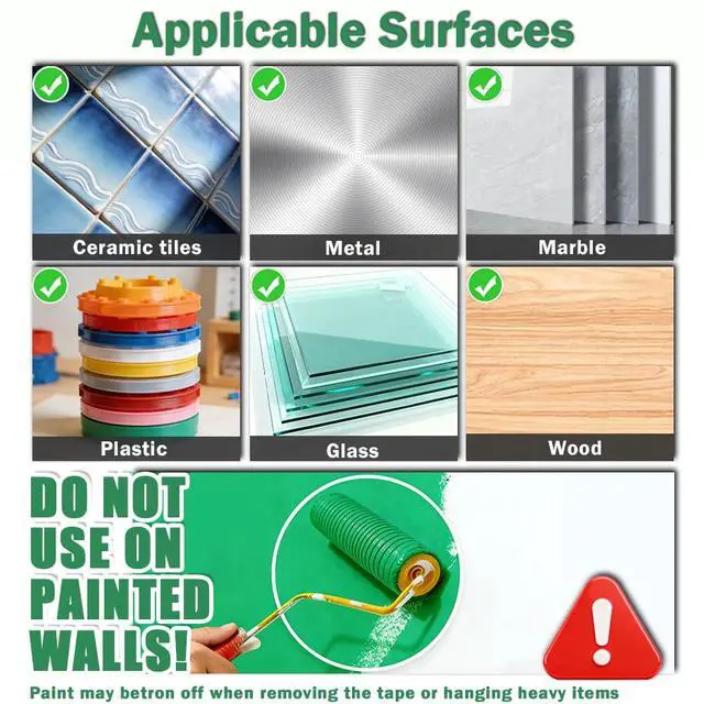 Alt view image 6 of 7 - 3 Rolls Double Sided Tape Heavy Duty - Total 30FT, Extra Strong Nano Tape Adhesive Strips Tape, Clear Mounting Tape Removable Two Sided Adhesive Tape for Walls, Posters, Rug, Picture Hanging