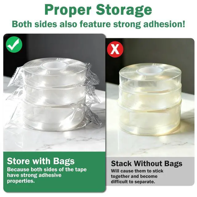 Alt view image 5 of 7 - 3 Rolls Double Sided Tape Heavy Duty - Total 30FT, Extra Strong Nano Tape Adhesive Strips Tape, Clear Mounting Tape Removable Two Sided Adhesive Tape for Walls, Posters, Rug, Picture Hanging