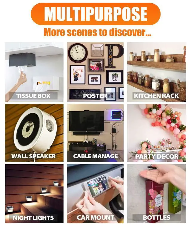 Alt view image 5 of 7 - Double Sided Tape Heavy Duty (2 Rolls, 20 Feet) - Removable Waterproof Nano Mounting Tape, 1.2" & 0.8" Width for Picture Hanging, Wall Decor, Posters, Carpets, Rugs - Indoor & Outdoor Use