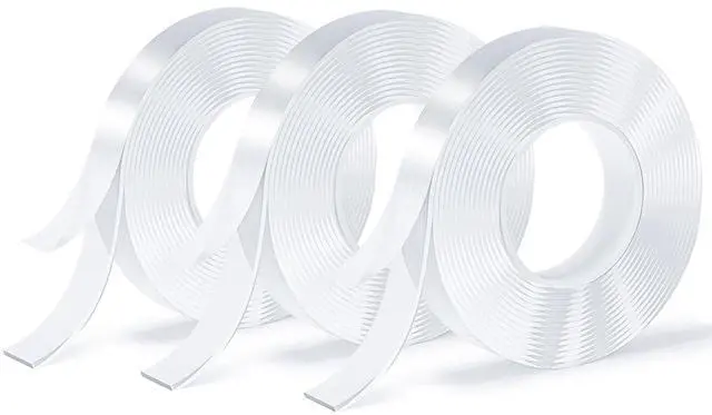 Main image of 3 Rolls Double Sided Tape, Nano Tape, Transparent Adhesive Tape, Traceless Adhesive Tape, Removable, Washable, Reusable, Suitable for Carpets, Photo Walls, 9.85 Feet Per Roll