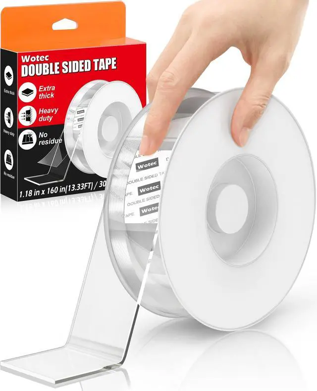 Main image of Extra Large Double Sided Tape Heavy Duty Removable 1.18 Inch x 160 Inch, Clear & Tough Nano Tape, Multipurpose Mounting Tape Picture Hanging Strips Adhesive for Poster Carpet