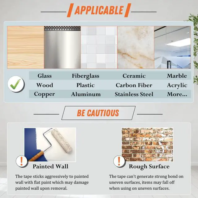 Alt view image 5 of 6 - Extra Large Double Sided Tape Heavy Duty Removable 1.18 Inch x 160 Inch, Clear & Tough Nano Tape, Multipurpose Mounting Tape Picture Hanging Strips Adhesive for Poster Carpet