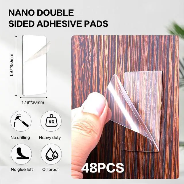 Alt view image 2 of 7 - 48PCS Nano Double Sided Adhesive Pads,Waterproof No Damage Removable Heavy Duty Mounting Tapes,Clear Residue-Free Strong Sticky Pads for Walls,Hanging Pictures, DIY Craft Home Office