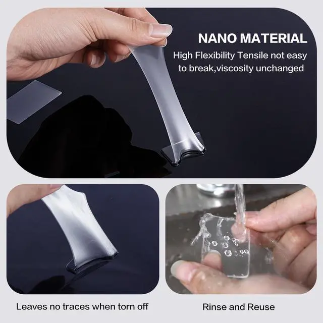 Alt view image 3 of 7 - 48PCS Nano Double Sided Adhesive Pads,Waterproof No Damage Removable Heavy Duty Mounting Tapes,Clear Residue-Free Strong Sticky Pads for Walls,Hanging Pictures, DIY Craft Home Office