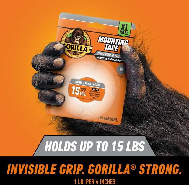 Alt view image 2 of 7 - Invisible Hold Mounting Tape, 1" x 150" (Pack of 1), Clear Double Sided Tape for Strong, Permanent Indoor & Outdoor Hanging