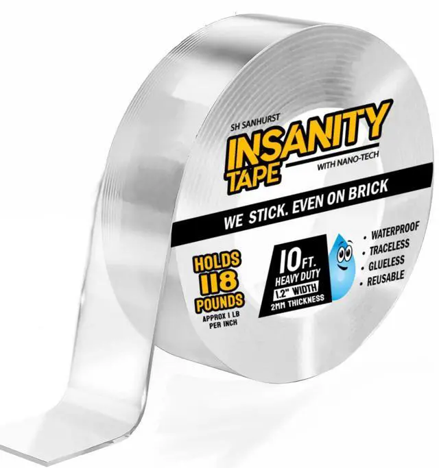 Main image of Double Sided Tape Heavy Duty, Removable Nano Mounting Tape Safe For Most Walls & Floors, Traceless Adhesive Strips, Weatherproof - Strong Hold For Hanging Pictures, Posters & Doorbell Cameras
