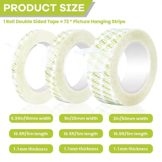 Alt view image 2 of 7 - Double Sided Tape Heavy Duty, Removable Nano Double Sided Adhesive Tape, Clear Mounting Tape Picture Hanging Adhesive Strips Waterproof for Walls Photo Crafts Carpet Poster, 0.39" x 16.5FT