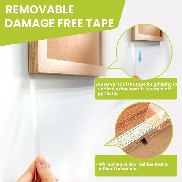 Alt view image 4 of 7 - Double Sided Tape Heavy Duty, Removable Nano Double Sided Adhesive Tape, Clear Mounting Tape Picture Hanging Adhesive Strips Waterproof for Walls Photo Crafts Carpet Poster, 0.39" x 16.5FT