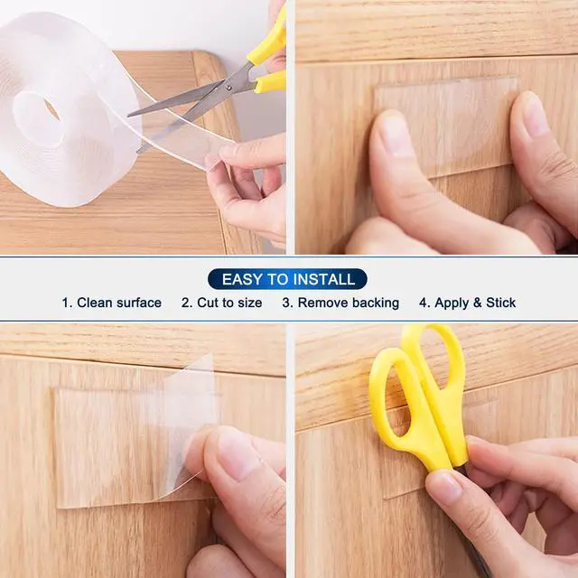Alt view image 5 of 6 - Double Sided Tape Heavy Duty (10FT) Mounting Tape Strong Adhesive Strips Sticky Nano Tape Multipurpose Removable Transparent Two Sided Poster Tape for Paste Items, Household