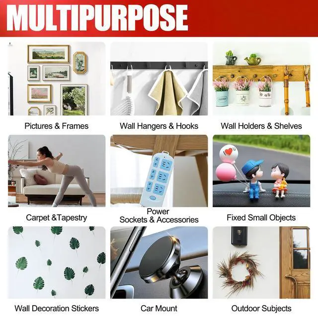 Alt view image 7 of 7 - Double Sided Tape Heavy Duty 8 Rolls 1 Inch x 9.85 Feet, Clear & Tough Nano Tape, Multipurpose Mounting Tape for Walls, Bathroom, Carpets,Posters,Photo,Kitchens,Mats