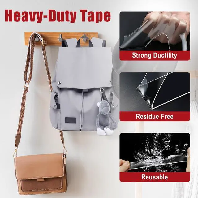 Alt view image 4 of 7 - Double Sided Tape Heavy Duty 8 Rolls 1 Inch x 9.85 Feet, Clear & Tough Nano Tape, Multipurpose Mounting Tape for Walls, Bathroom, Carpets,Posters,Photo,Kitchens,Mats