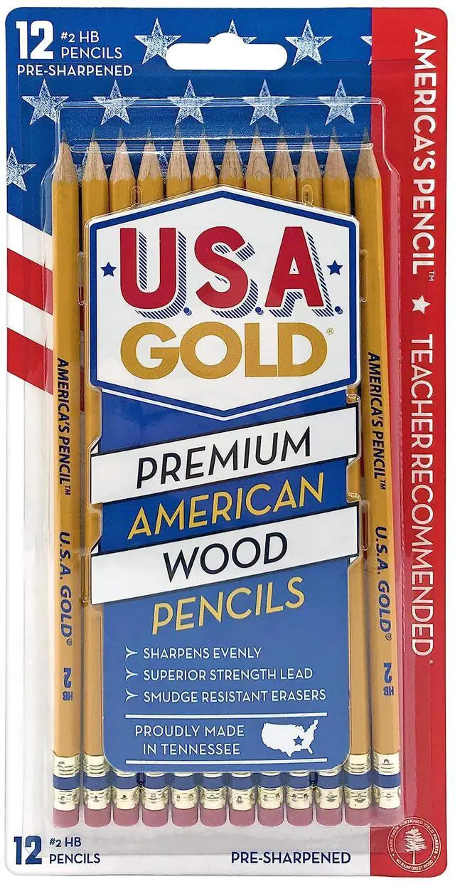 Main image of Write Dudes USA Gold Premium Cedar No. 2 Pre-Sharpened Pencils 12-Count (DDR56)