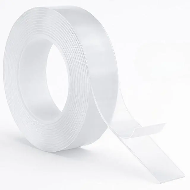 Alt view image 2 of 7 - Double Sided Mounting Tape - Heavy Duty Adhesive 1.18in x 9ft Clear Nano Tape for Picture Hanging, Removable Sticky Pads, Posters, Wall Décor, Carpets, DIY Projects Strong & Versatile Solution