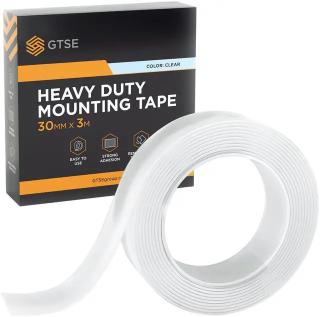 Main image of Double Sided Mounting Tape - Heavy Duty Adhesive 1.18in x 9ft Clear Nano Tape for Picture Hanging, Removable Sticky Pads, Posters, Wall Décor, Carpets, DIY Projects Strong & Versatile Solution