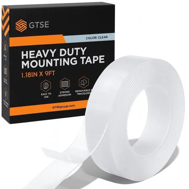 Alt view image 3 of 7 - Double Sided Mounting Tape - Heavy Duty Adhesive 1.18in x 9ft Clear Nano Tape for Picture Hanging, Removable Sticky Pads, Posters, Wall Décor, Carpets, DIY Projects Strong & Versatile Solution