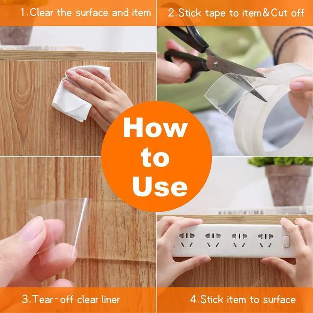 Alt view image 4 of 7 - Double Sided Tape Heavy Duty, mounting Picture Hanging Adhesive Strips, DIY Extra Large Nano Tape for Wall Water Proof/Weather Proof Double Sided Tape, T002 (M, 0.07 in*1.18 in*10 Feet)